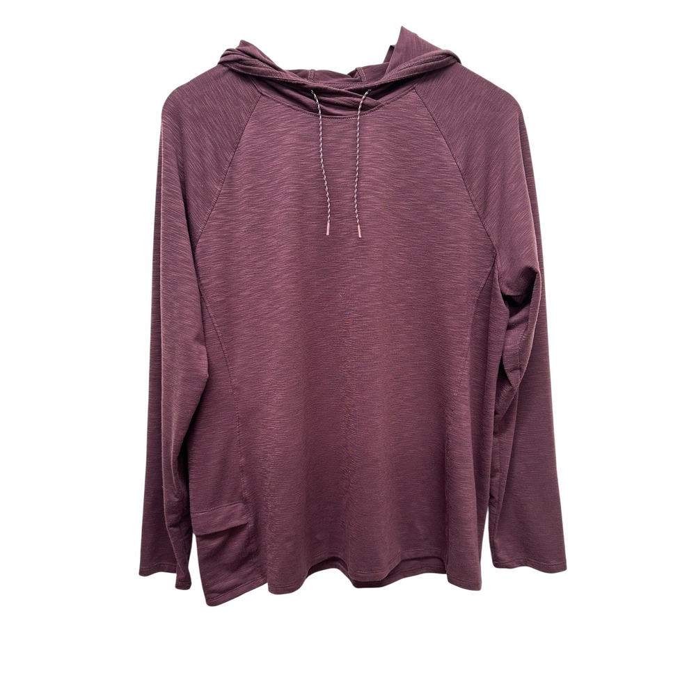 LL Bean Women's Large Plum Purple Maroon Heathered Active Hoodie Pullover 507502